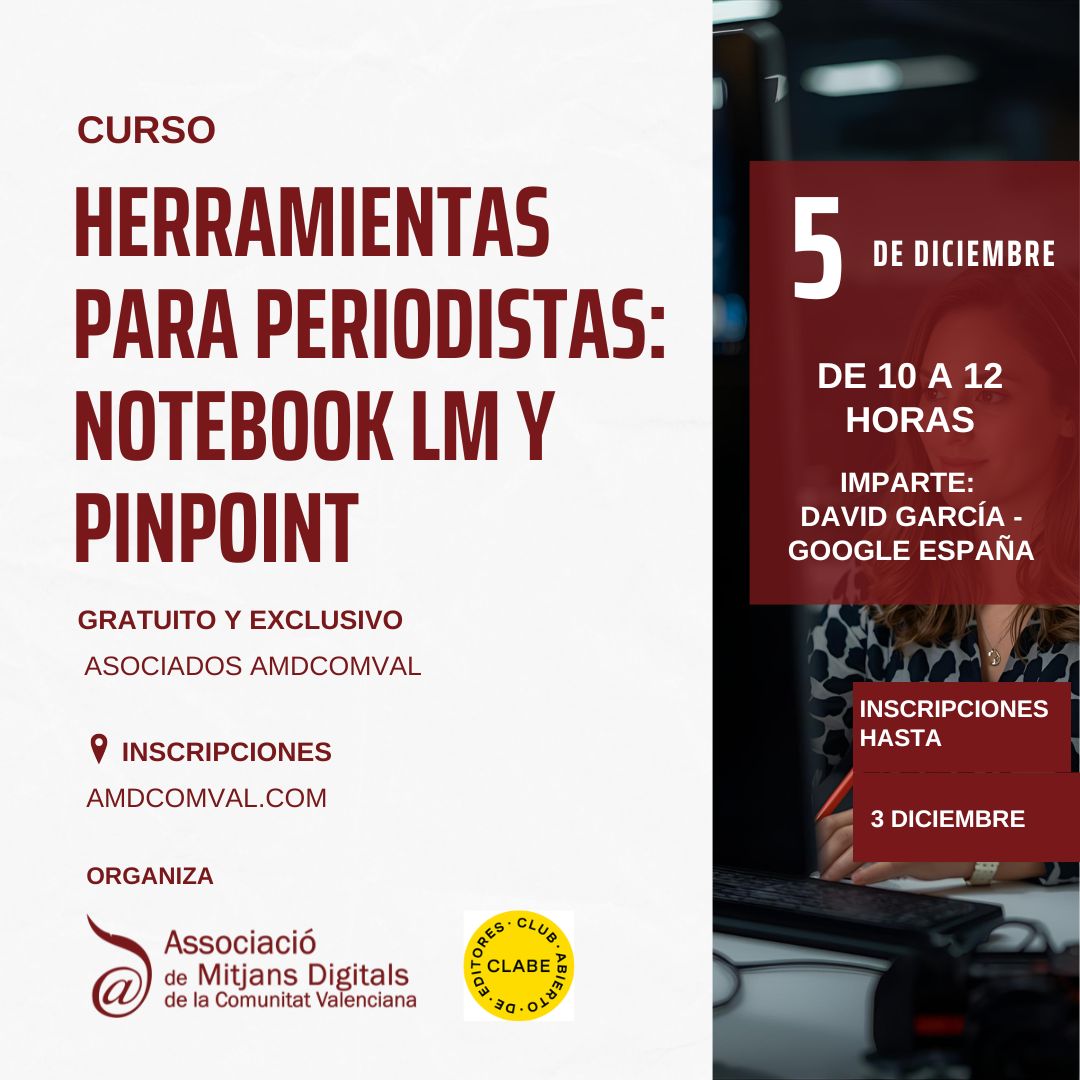 Taller para periodistas sobre NotebookLM y Pinpoint, en colaboración con Clabe y Google España